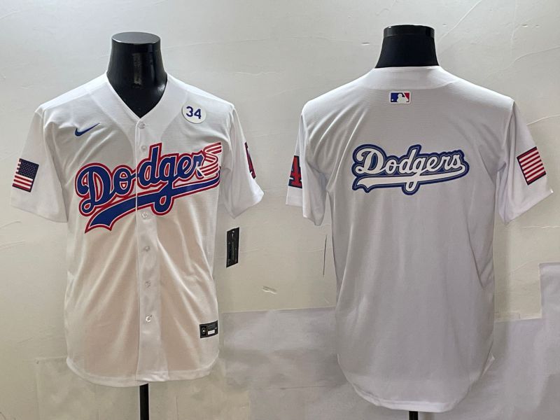 Men Los Angeles Dodgers Blank White national flag second generation joint name Nike 2025 MLB Jersey style 16